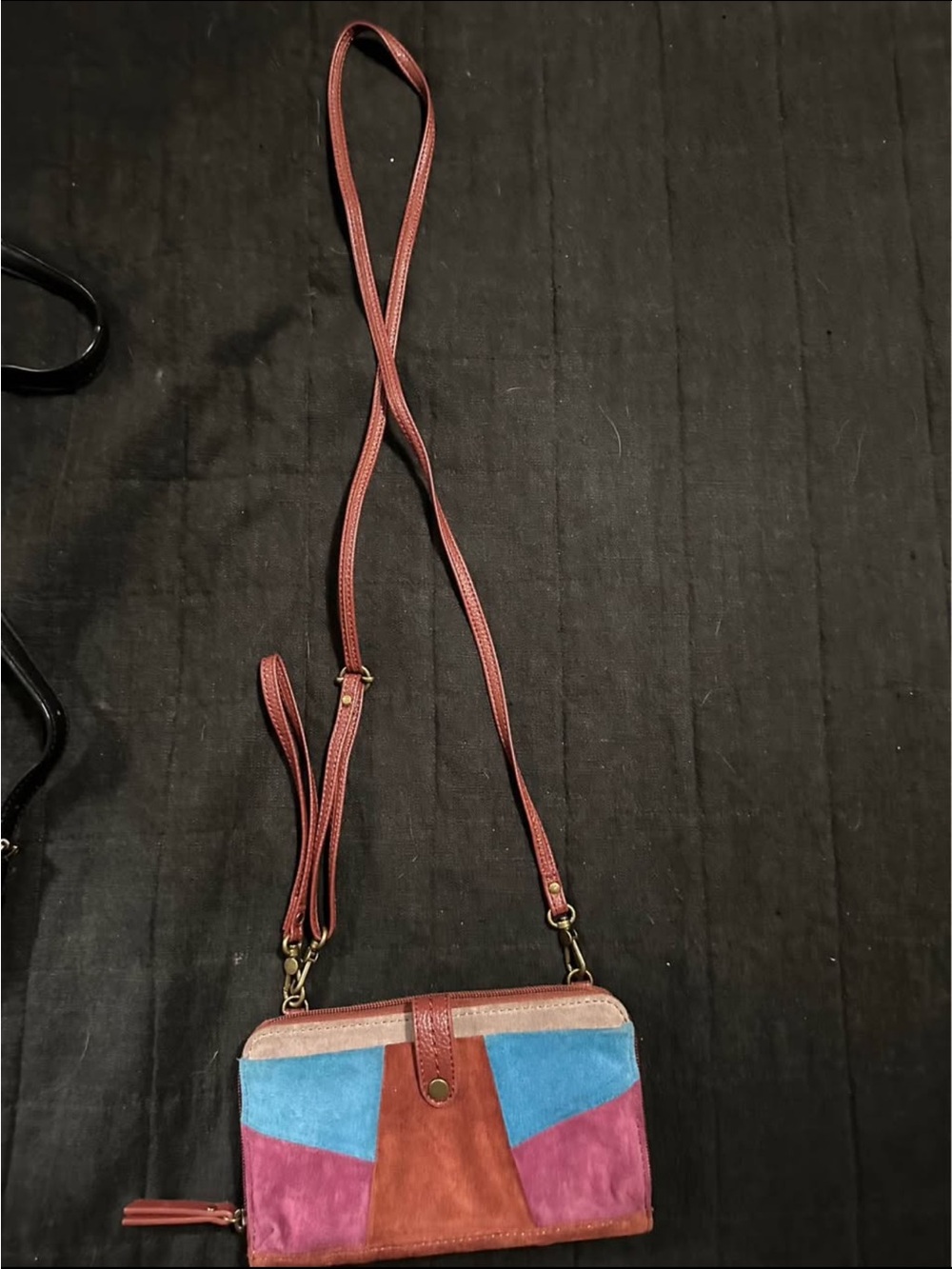 Colorblock Crossbody Wallet Bag in Pink, Blue, and Brown
